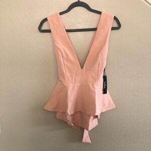 Lulus Simply Joyous Blush Sleeveless Peplum Top Size M